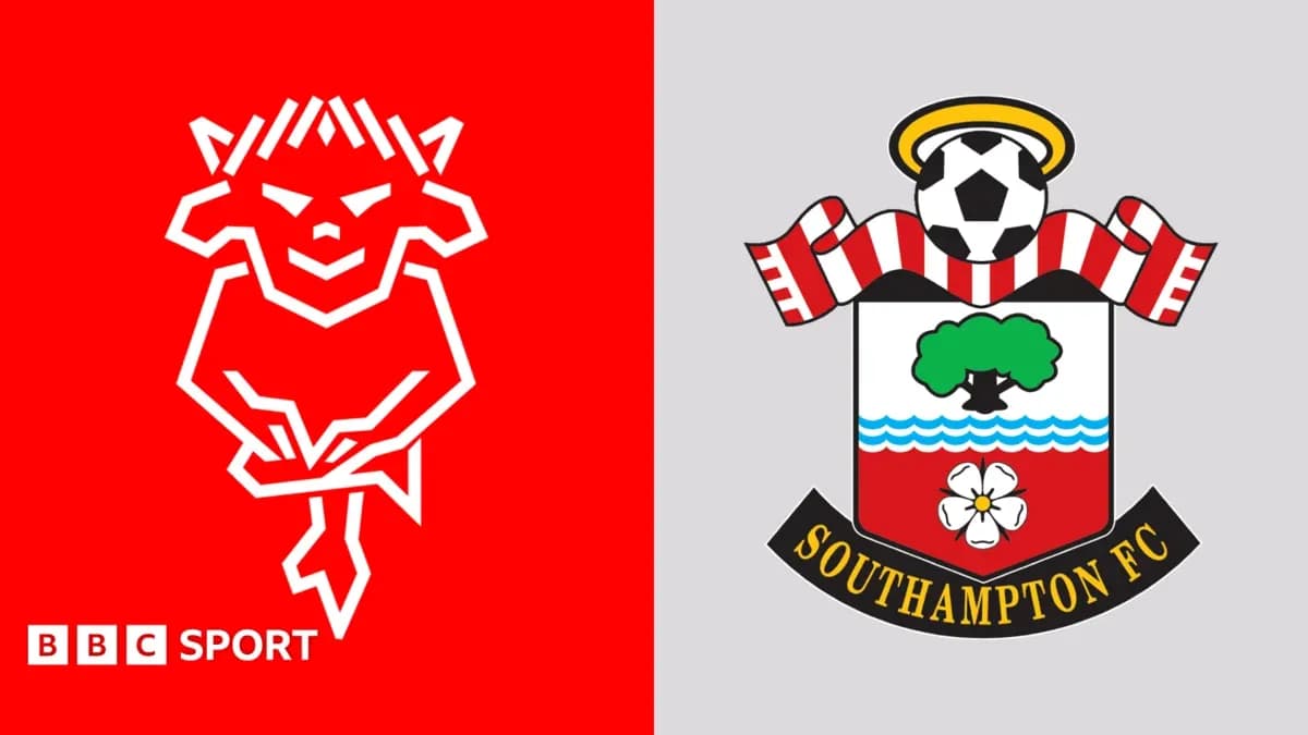 Logos de BBC Sport et Southampton FC sur fond coloré