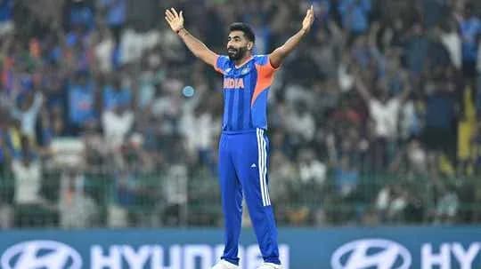 Jasprit Bumrah célébrant après un wicket au cricket
