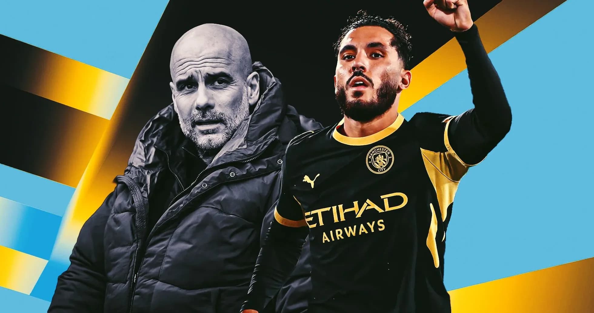 Entraîneur et joueur de Manchester City célébrant