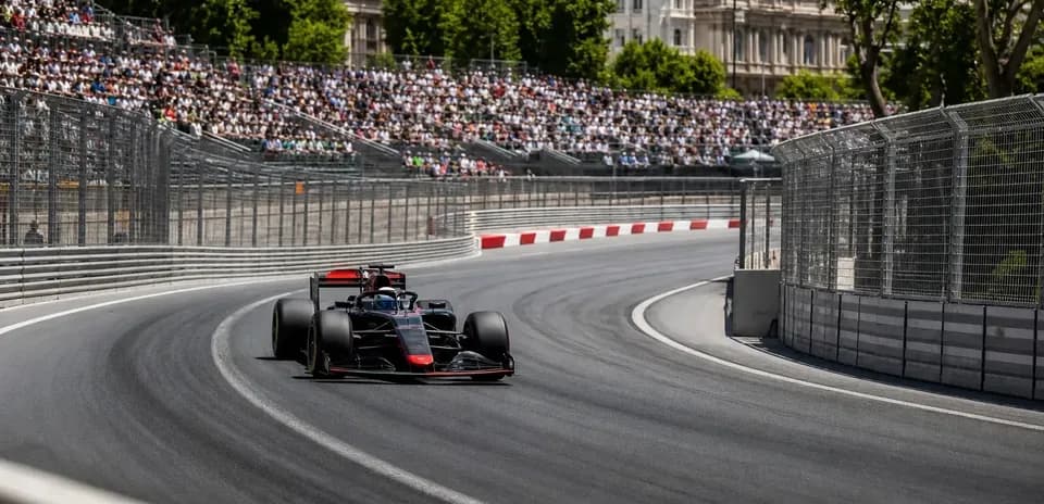 Voiture de Formule 1 dans un virage sur circuit