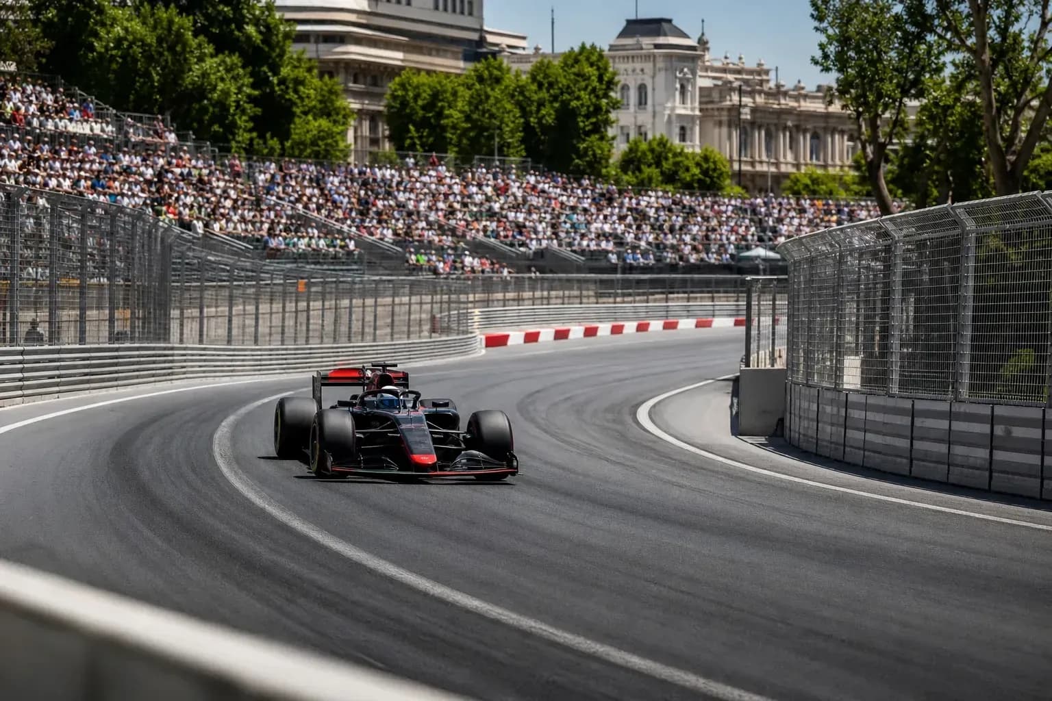 Voiture de Formule 1 dans un virage sur circuit
