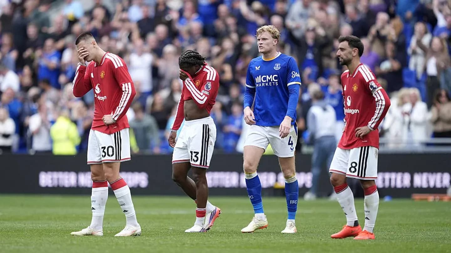 Joueurs de Manchester United après la défaite contre Everton