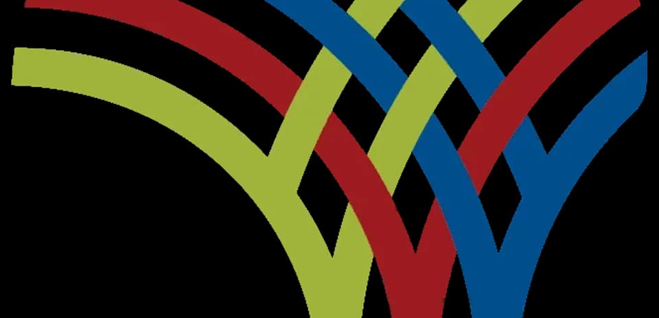 Logo stylisé avec des lignes colorées entrelacées