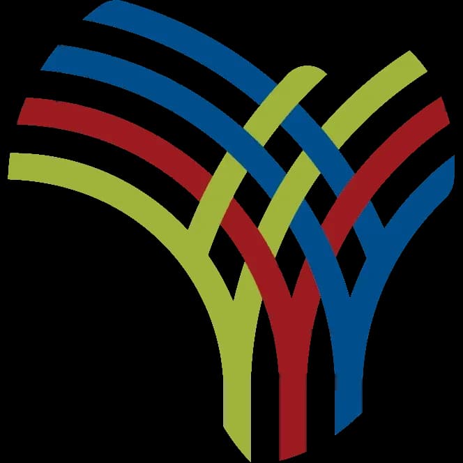 Logo stylisé avec des lignes colorées entrelacées