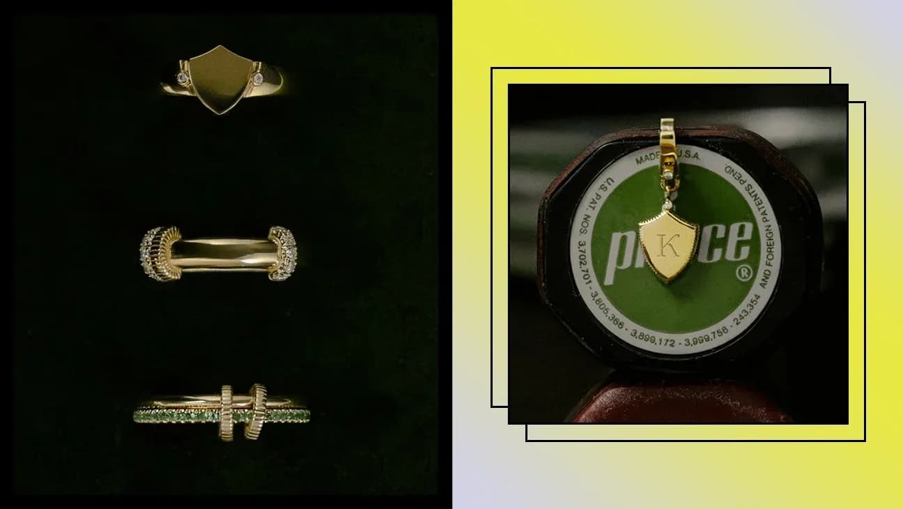 Quatre bagues en or et un pendentif en or