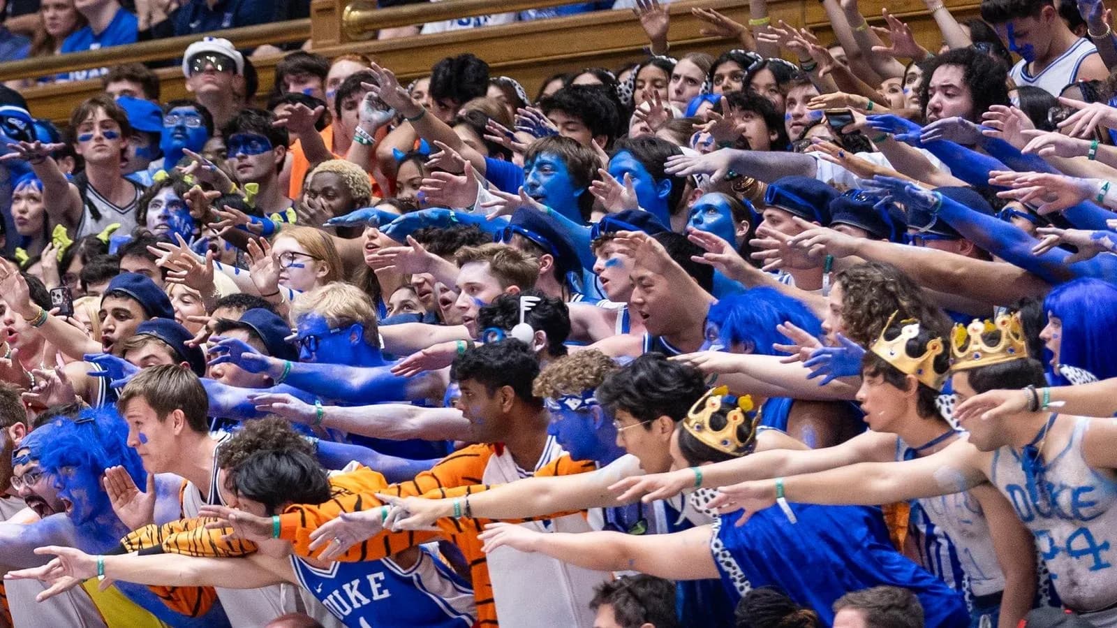 Supporters en bleu acclamant lors d'un match