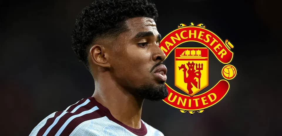 Joueur de football avec logo de Manchester United en arrière-plan