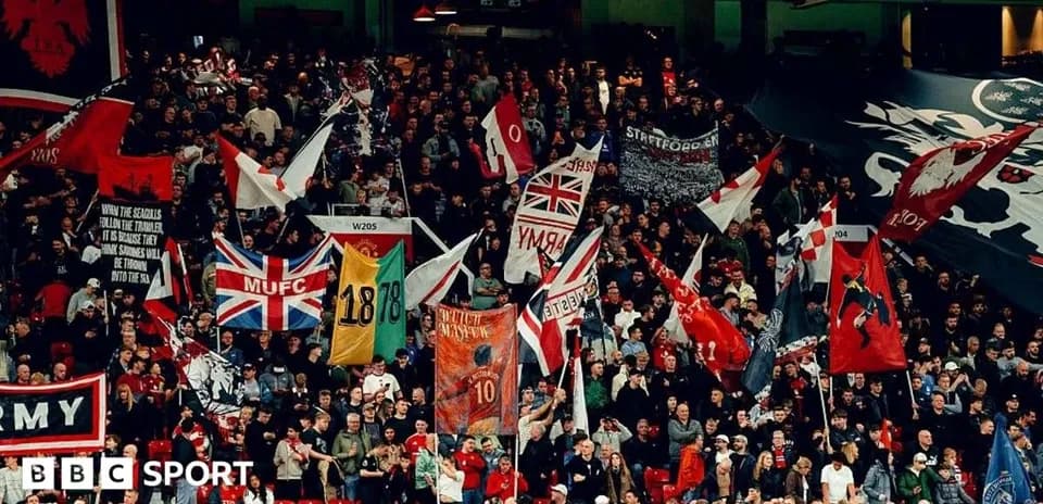 Supporters waving flags in a stadium crowd