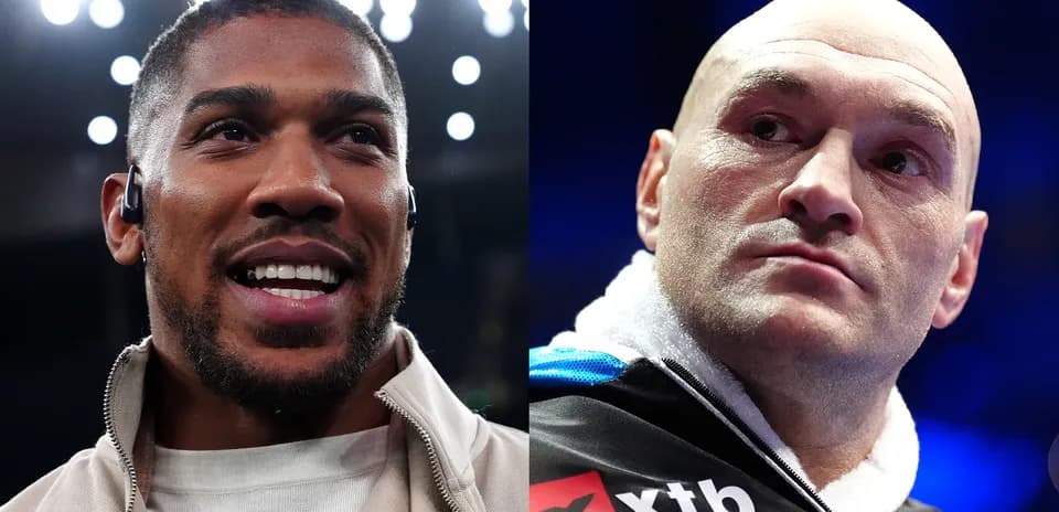 Anthony Joshua and Tyson Fury during event face-off