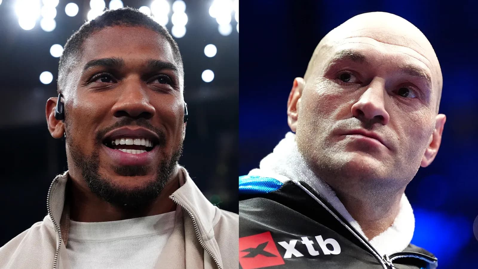 Anthony Joshua and Tyson Fury during event face-off
