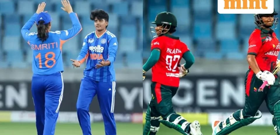 Joueuses de cricket indiennes et bangladaises en action