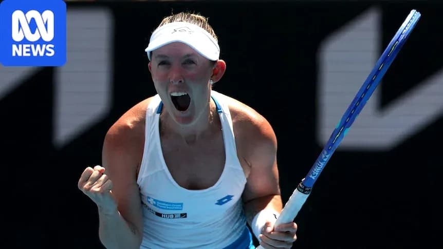 Joueuse de tennis célébrant une victoire sur le court