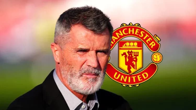 Homme avec barbe devant logo Manchester United