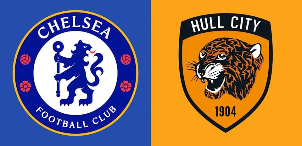 Logos de Chelsea et Hull City sur fond coloré