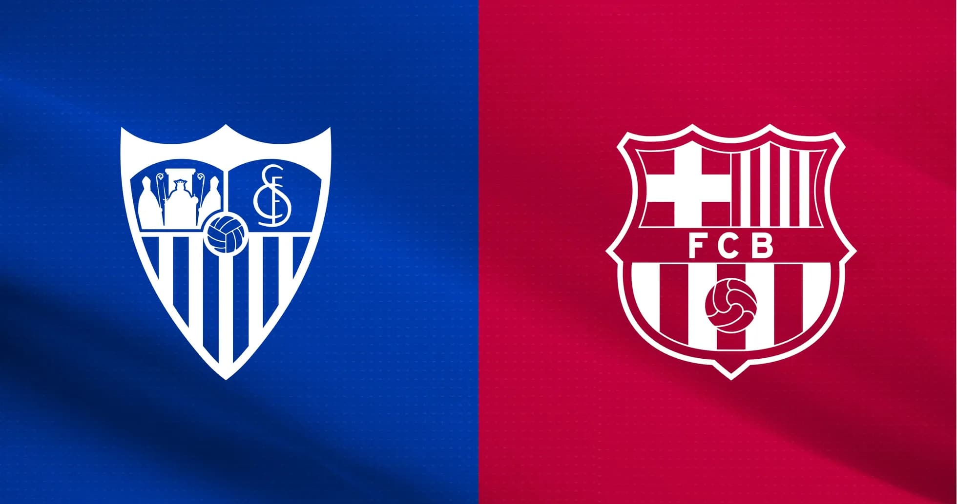 Logos de Séville et FC Barcelone sur fond coloré