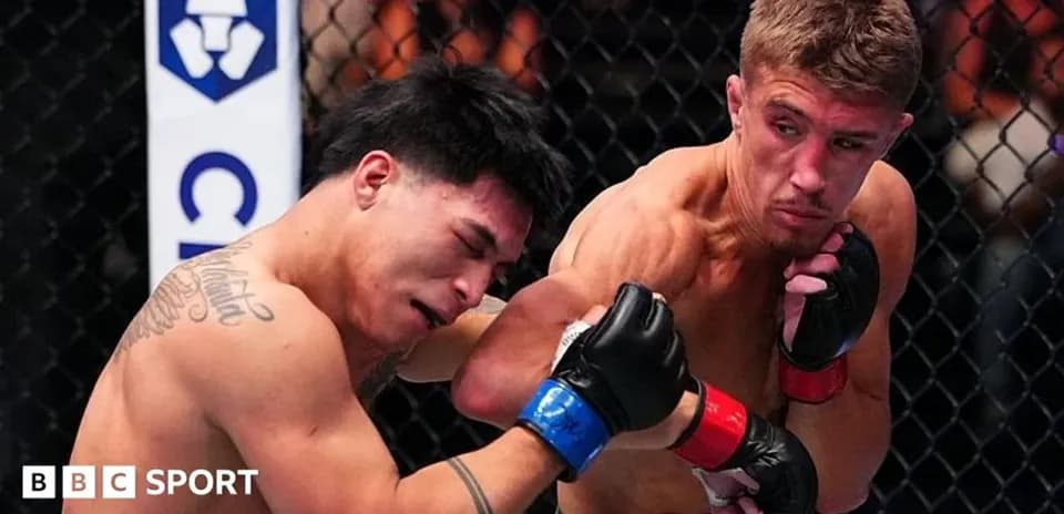 Deux combattants en plein match de MMA