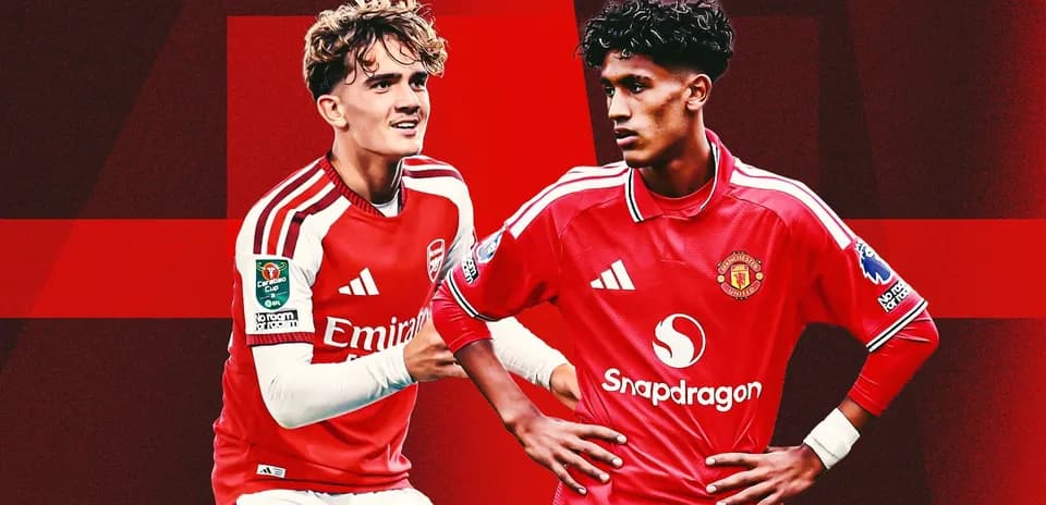 Joueurs d'Arsenal et Manchester United en uniforme
