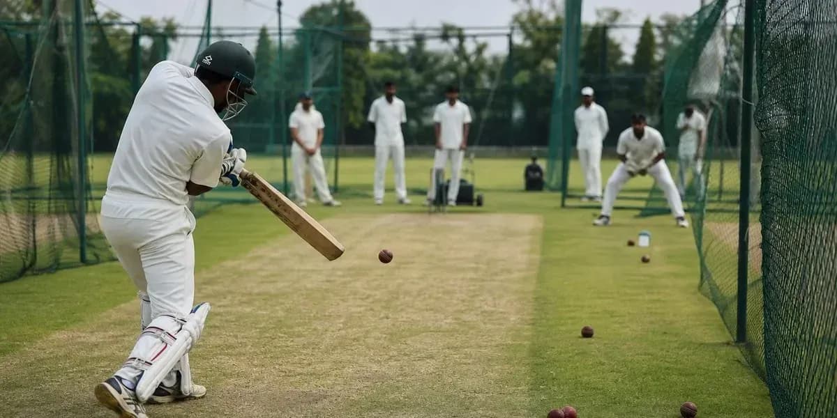 Joueur de cricket frappant une balle à l'entraînement
