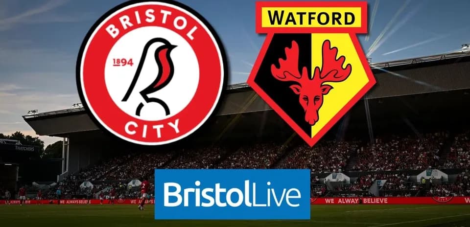 Logos de Bristol City et Watford sur fond de stade