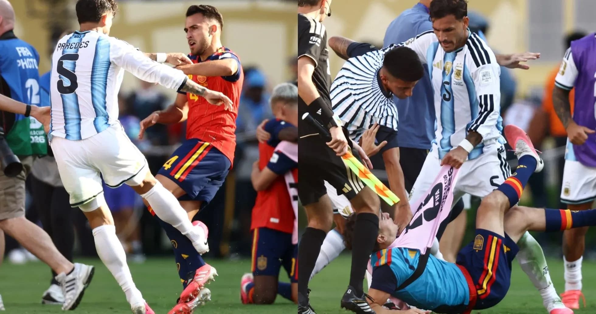 Joueurs argentins et espagnols en conflit sur le terrain