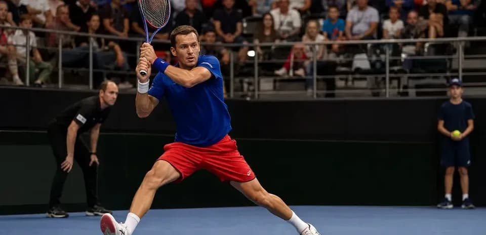 Joueur de tennis en action sur le court