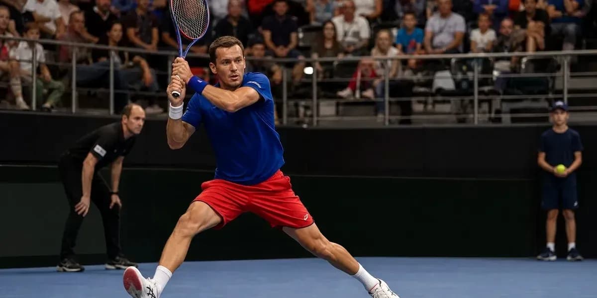 Joueur de tennis en action sur le court