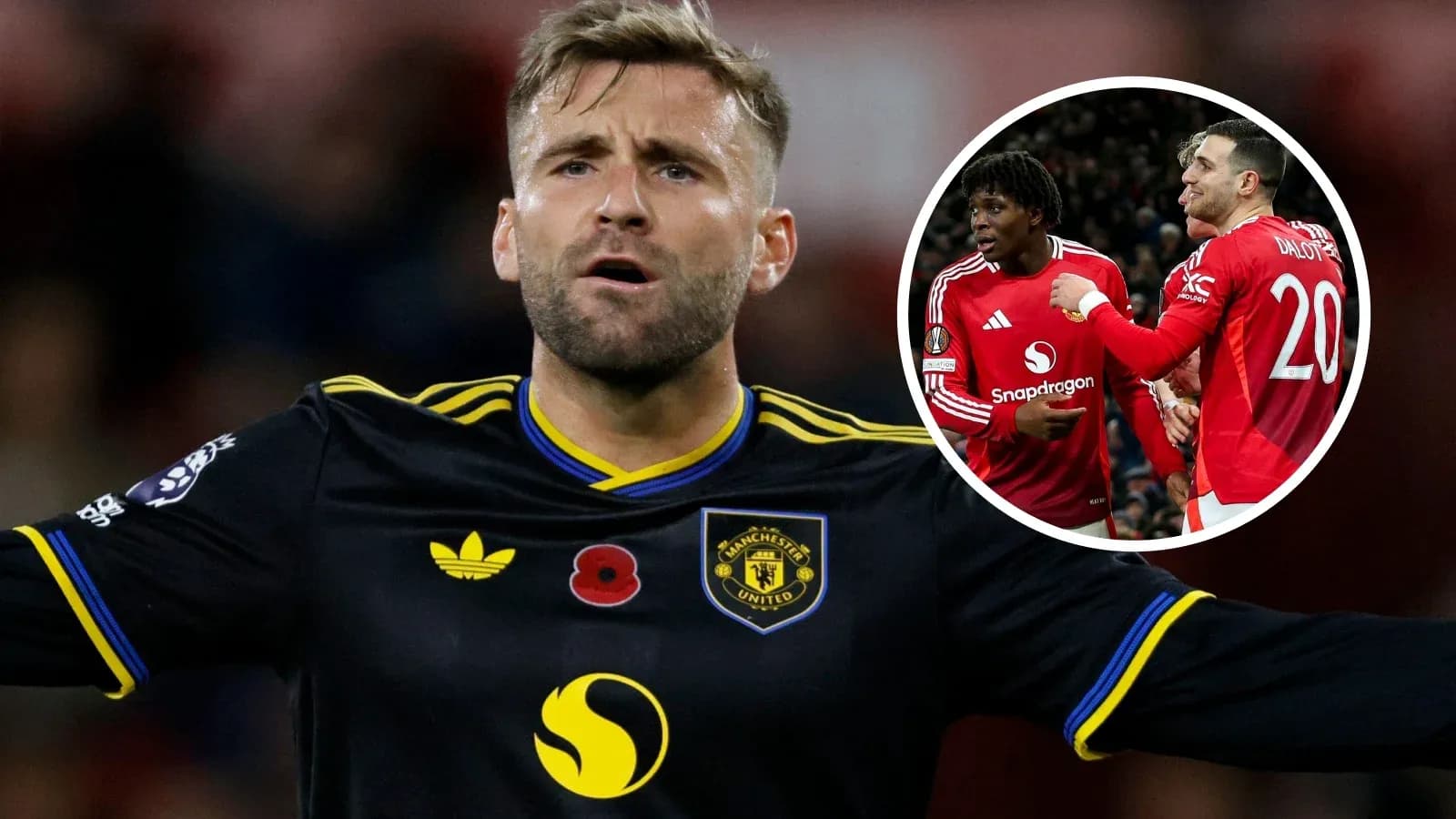 Joueur de Manchester United célébrant avec coéquipiers
