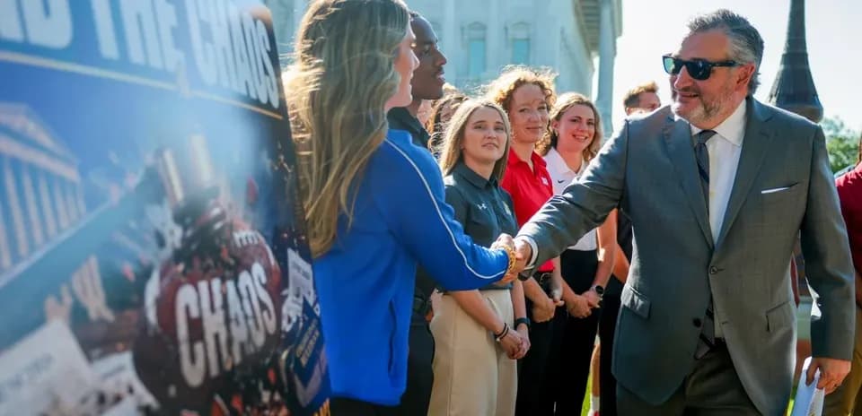 Person shaking hands at a public event