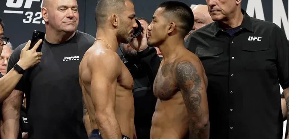 Deux combattants face à face lors de la pesée UFC