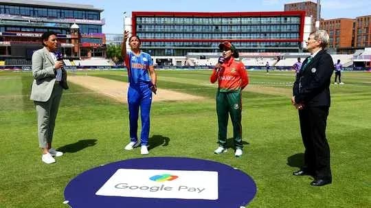 Captains of India and Bangladesh at coin toss