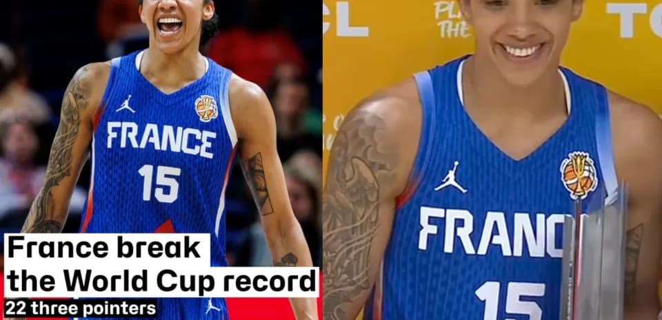 Joueuse de France célébrant un record de trois points