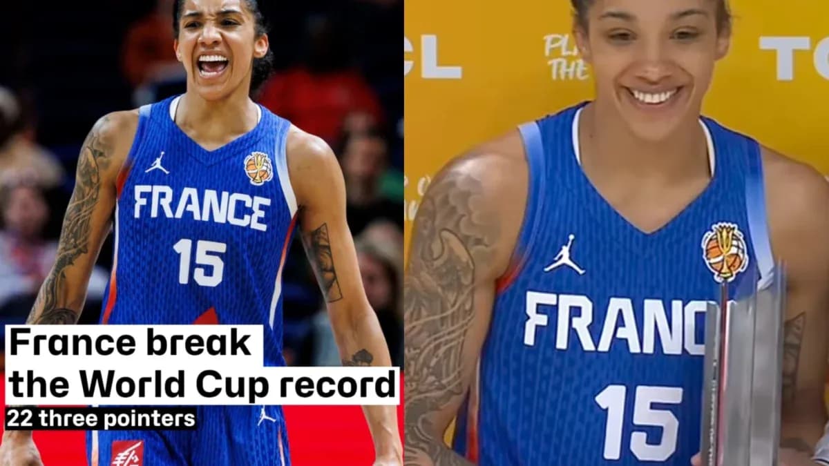 Joueuse de France célébrant un record de trois points