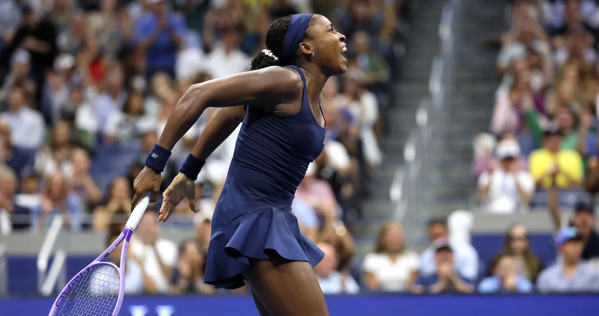 Joueuse de tennis célébrant un point au US Open