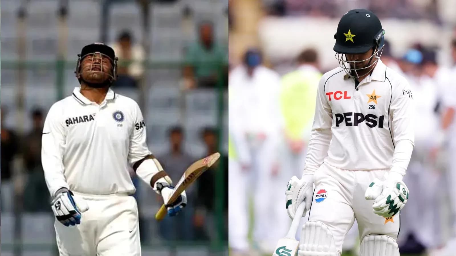 Joueurs de cricket indien et pakistanais marchant hors du terrain