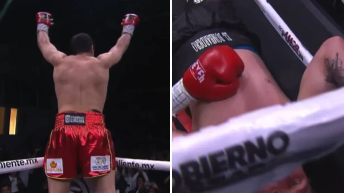 Boxeur victorieux célébrant avec bras levés