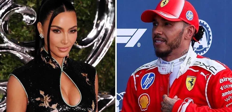 Kim Kardashian and Lewis Hamilton in separate settings