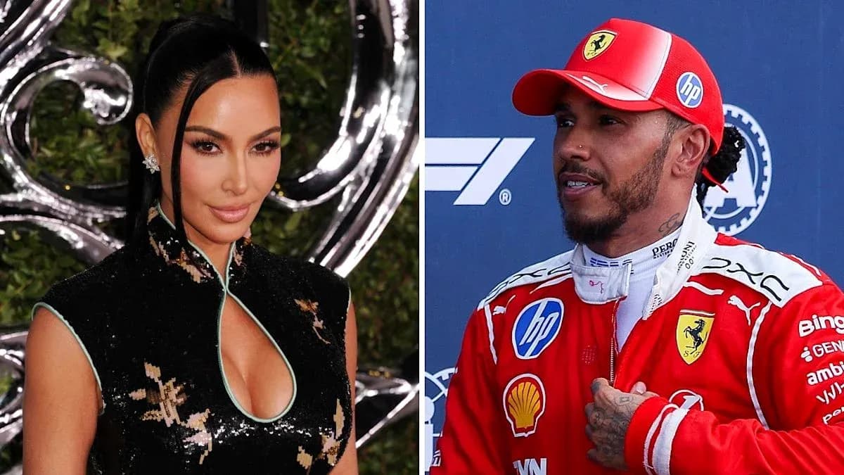 Kim Kardashian and Lewis Hamilton in separate settings