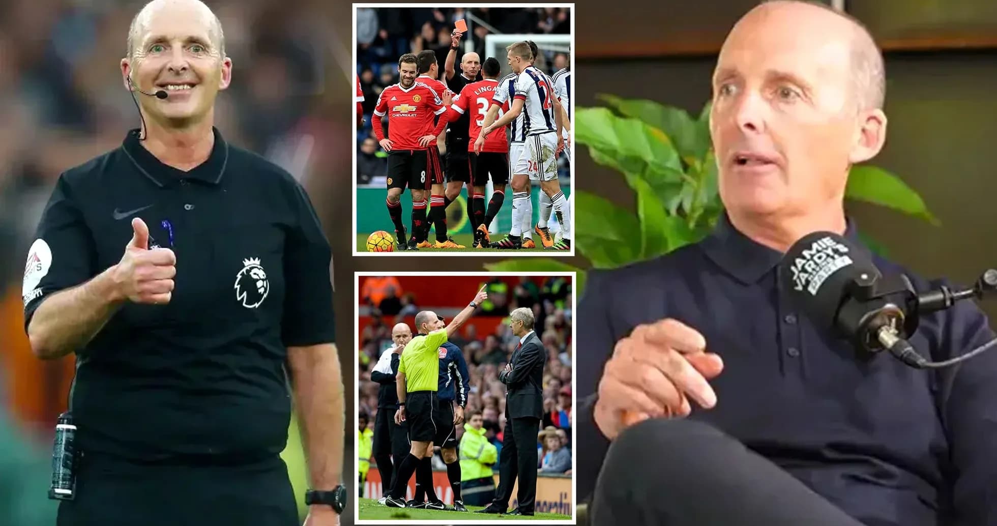 Arbitre souriant et images de matchs en arrière-plan