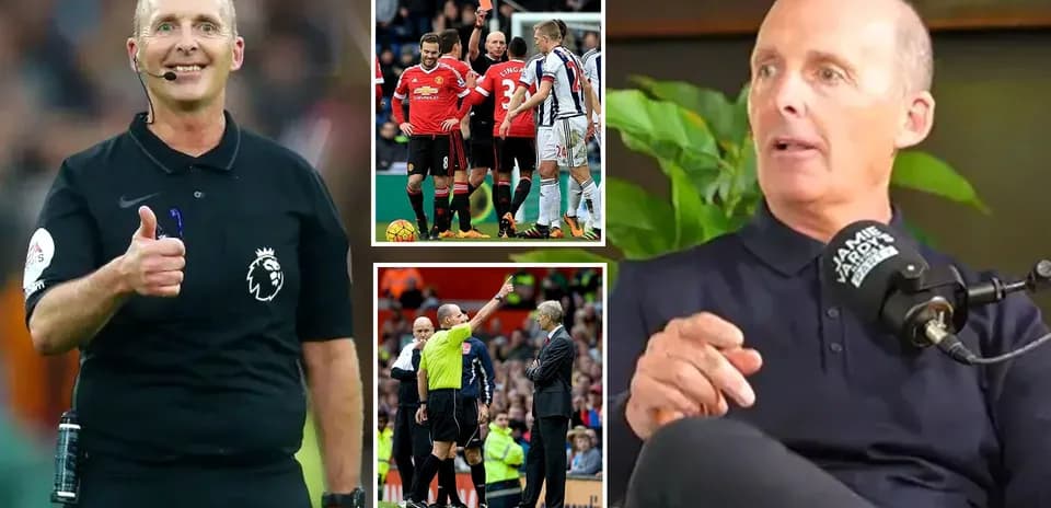 Arbitre souriant et images de matchs en arrière-plan