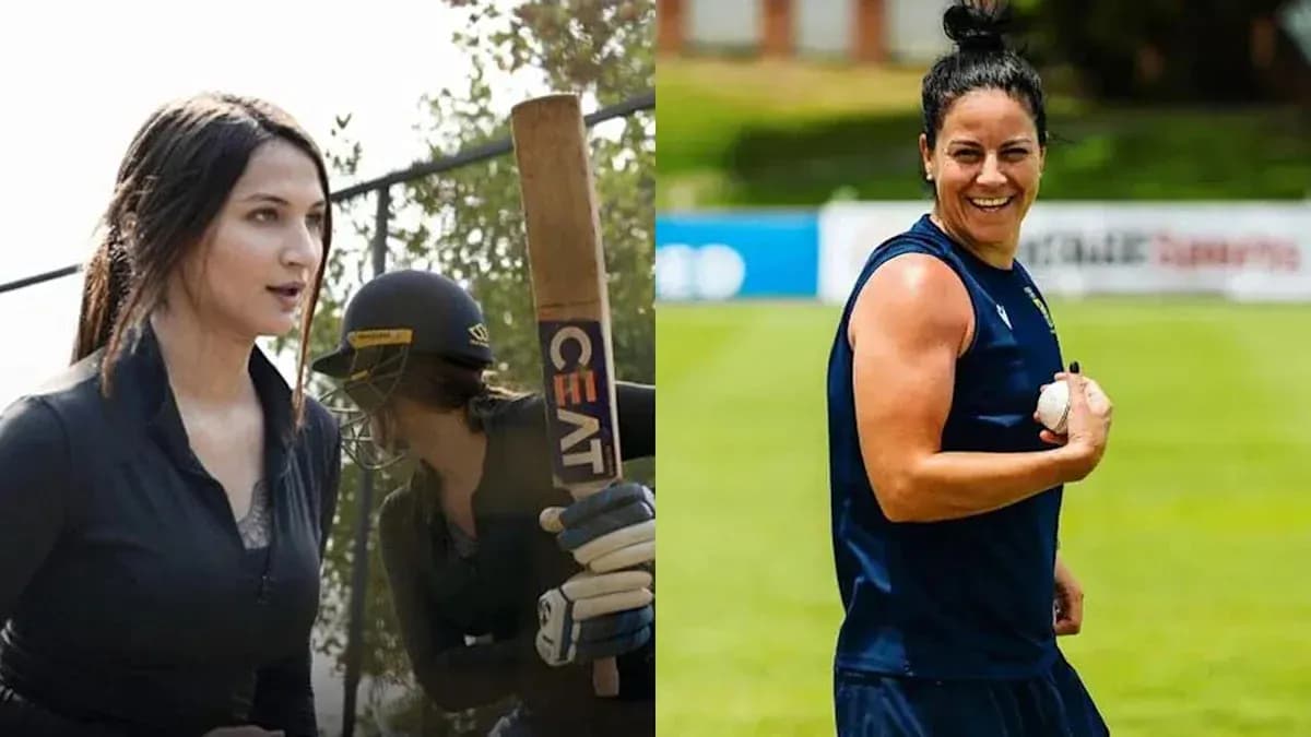 Deux joueuses de cricket sur le terrain
