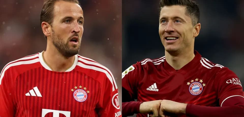 Harry Kane et Robert Lewandowski en maillots du Bayern Munich