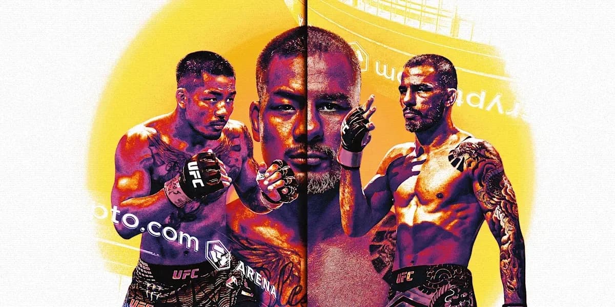 Trois combattants de MMA en posture de combat