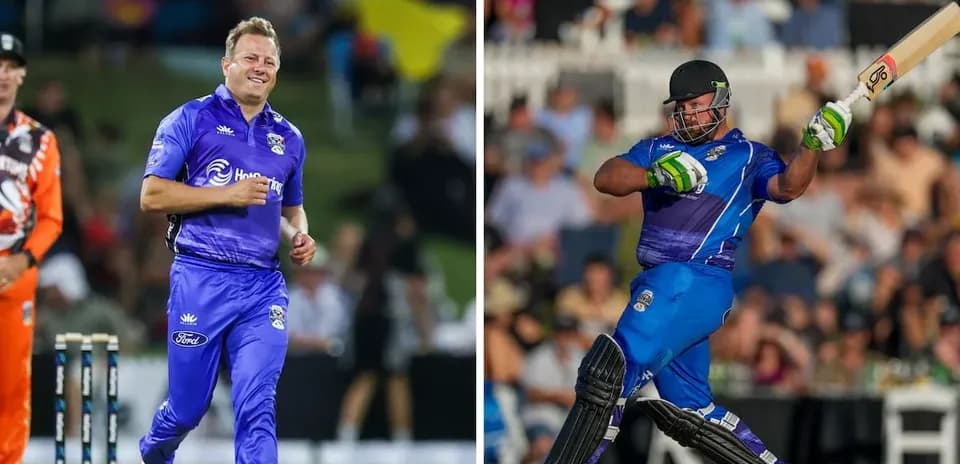 Joueur de cricket lançant et frappant la balle
