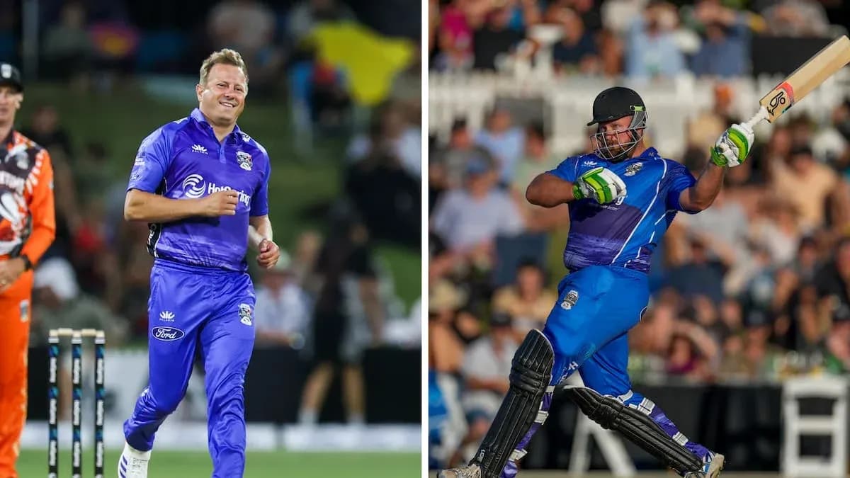 Joueur de cricket lançant et frappant la balle