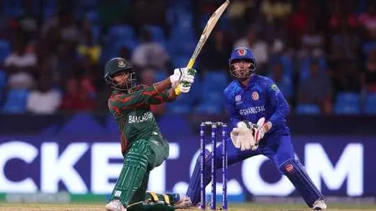 Batsman from Bangladesh hitting the ball during match