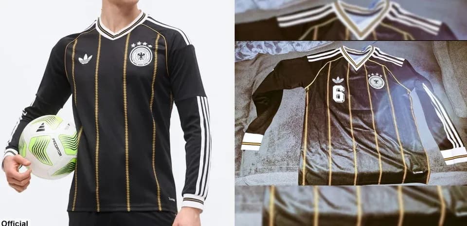 Maillot noir de l'équipe d'Allemagne avec ballon