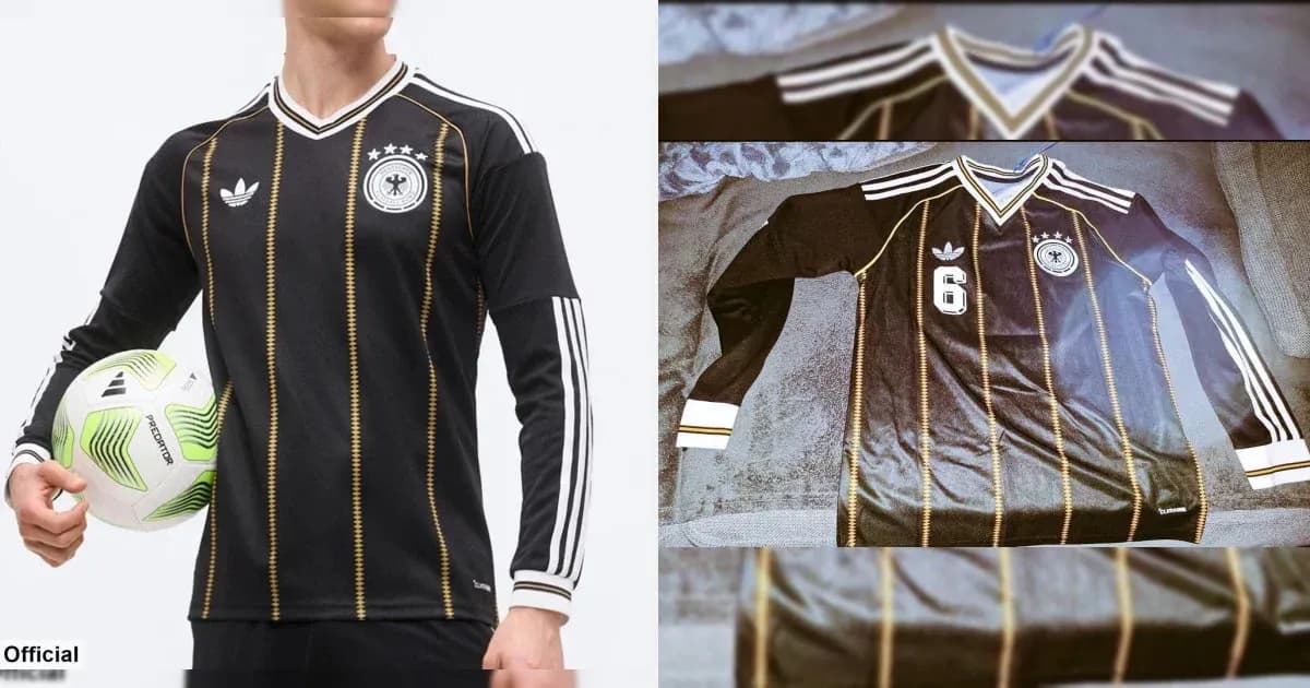 Maillot noir de l'équipe d'Allemagne avec ballon