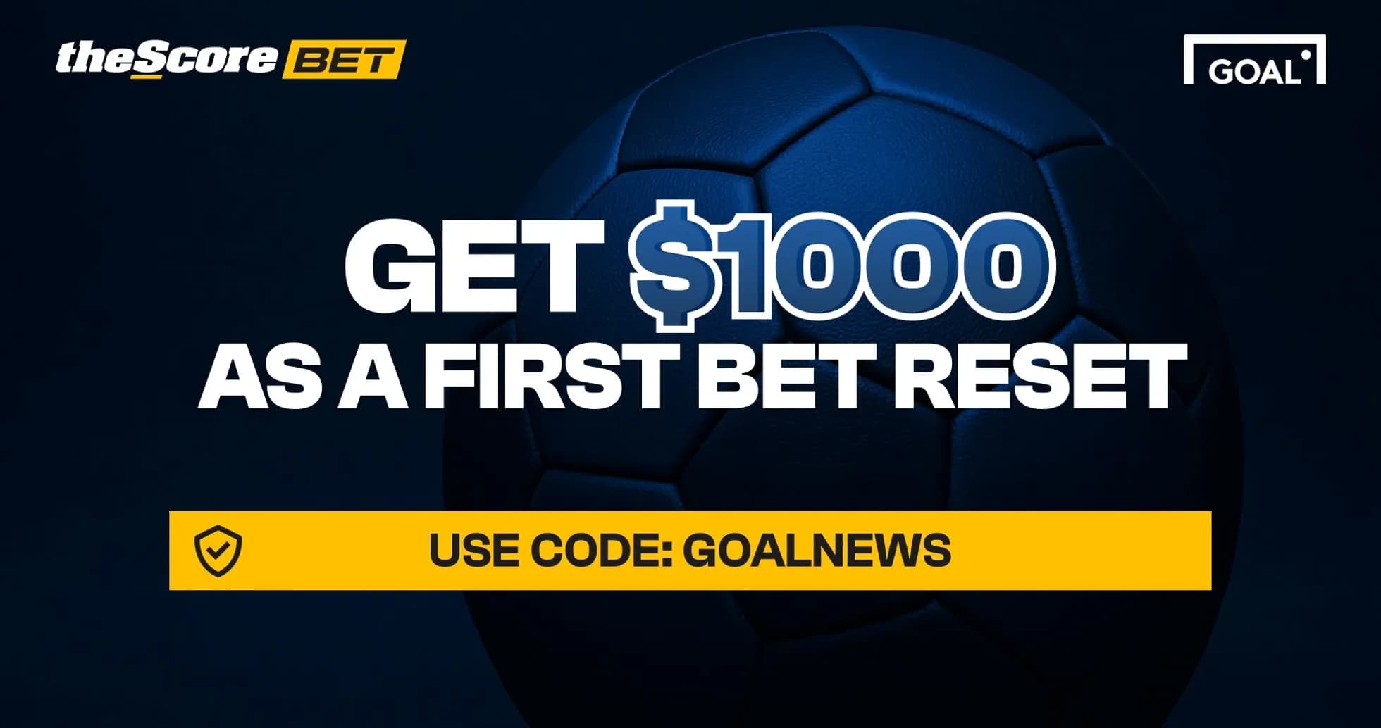 Promo for first bet reset with soccer ball background