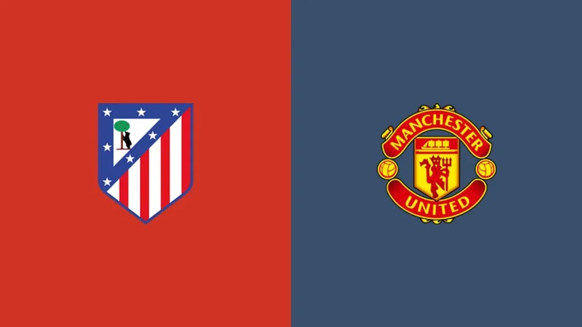 Logos d'Atletico Madrid et Manchester United côte à côte