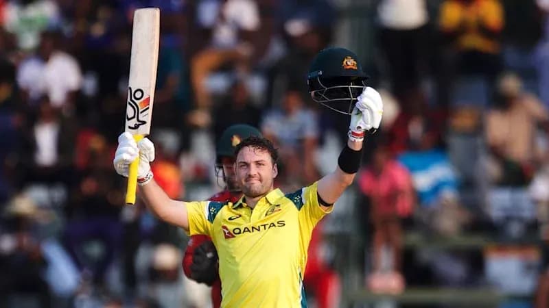 Joueur australien célébrant un score lors d'un match